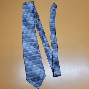 John Henry Mens Silk Geometric Pattern Necktie Blue Gray WPL 2831